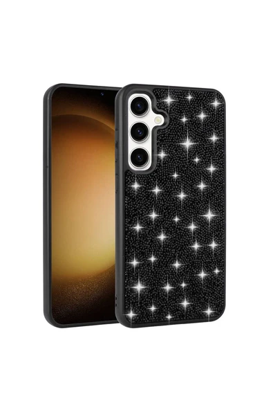 Noir318 Galaxy S24 Plus Uyumlu Parlak Taşlı Tasarım Pırlanta Zore Kılıf-Lila - Resim 3