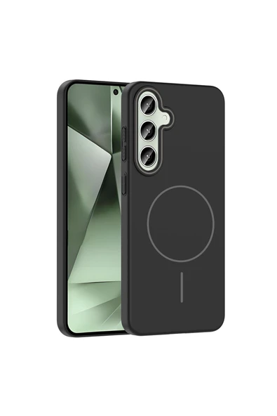 KILIFTECH Galaxy S24 FE Uyumlu Kılıf Magsafe Şarj Özellikli Ruby Silikon Kapak - Desert Titanyum - Resim 2