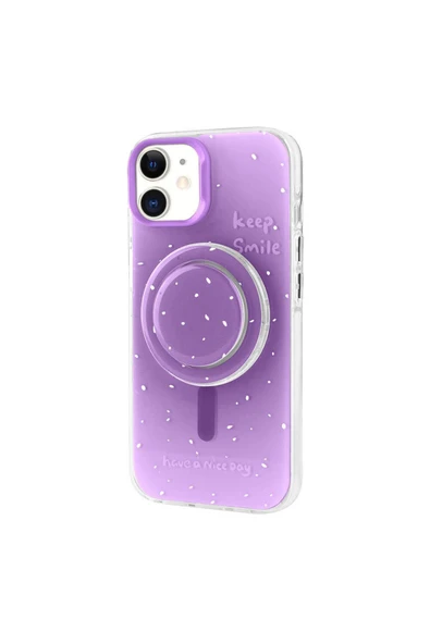 SAFA iPhone 11 Zore Magsafe Şarj Özellikli Tak-Çıkar Pop Soketli Zore Tiktok Kılıf-Mor ürün görseli