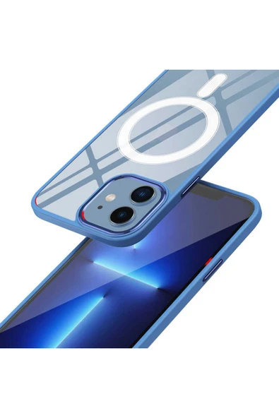 Avid Diva iPhone 12 Uyumlu Wireless Şarj Özellikli Zore Krom Magsafe Silikon Kılıf-Lila - Resim 3