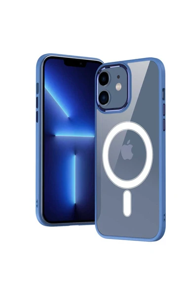 Avid Diva iPhone 12 Uyumlu Wireless Şarj Özellikli Zore Krom Magsafe Silikon Kılıf-Lila - Resim 4