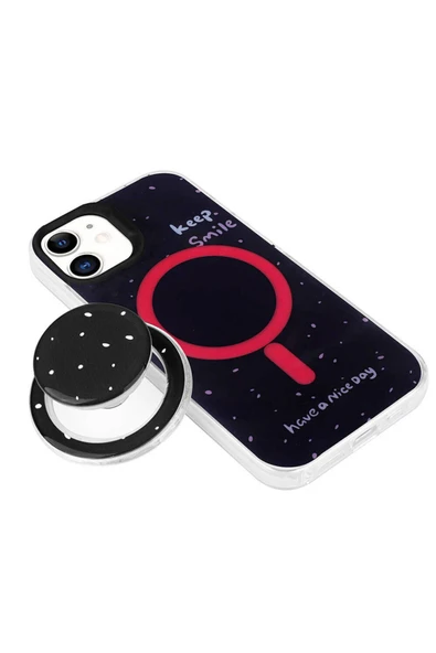 SAFA iPhone 11 Zore Magsafe Şarj Özellikli Tak-Çıkar Pop Soketli Zore Tiktok Kılıf-Mor - Resim 5