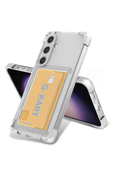 zore Galaxy S24 Plus Uyumlu AiHTTg Tasarımlı Şeffaf Kartlıklı Zore G-Kart Kılıf-Renksiz ürün görseli 1