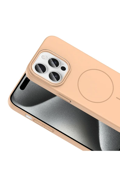 KILIFTECH iPhone 15 Pro Max Kılıf Magsafe Şarj Özellikli Zore Ruby Silikon Kapak - Gri - Resim 7