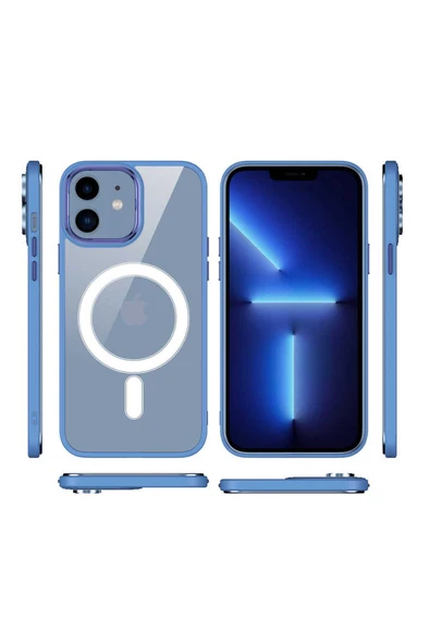 Avid Diva iPhone 12 Uyumlu Wireless Şarj Özellikli Zore Krom Magsafe Silikon Kılıf-Lila - Resim 2