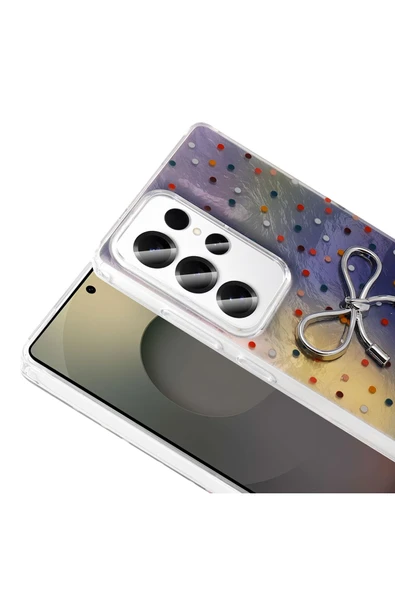 KILIFTECH Galaxy S23 Ultra Kılıf Kamera Korumalı Figürlü Zore Ponti Silikon Kapak - Açık Pembe - 6