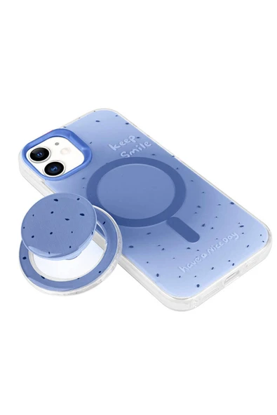 SAFA iPhone 11 Zore Magsafe Şarj Özellikli Tak-Çıkar Pop Soketli Zore Tiktok Kılıf-Mor - Resim 3