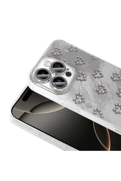 KILIFTECH iPhone 16 Pro Kılıf Kamera Korumalı Figürlü Zore Ponti Silikon Kapak - Açık Pembe - Resim 8