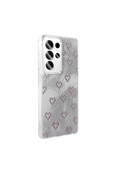 KILIFTECH Galaxy S23 Ultra Kılıf Kamera Korumalı Figürlü Zore Ponti Silikon Kapak - Açık Pembe - 7