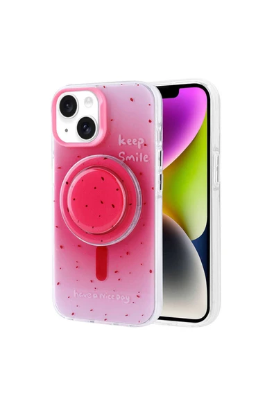 zore iPhone 14 Zore Magsafe Şarj Özellikli Tak-Çıkar Pop Soketli Zore Tiktok Kılıf-Turuncu - Resim 4