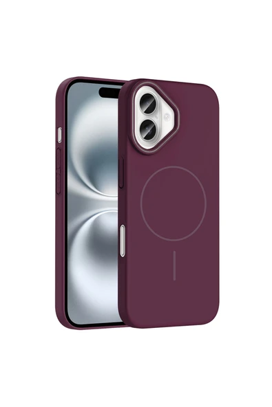 KILIFTECH iPhone 16 Plus Kılıf Magsafe Şarj Özellikli Zore Ruby Silikon Kapak - Mürdüm ürün görseli