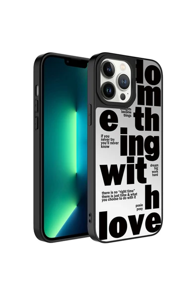 KILIFTECH iPhone 13 Pro Uyumlu Aynalı Desenli Kamera Korumalı Parlak Zore Mirror Kılıf-Love ürün görseli 1
