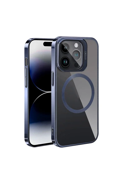 zore iPhone 15 Pro Max Uyumlu Magsafe Wireless Şarj Özellikli Standlı Zore Klon Kılıf-Lacivert ürün görseli