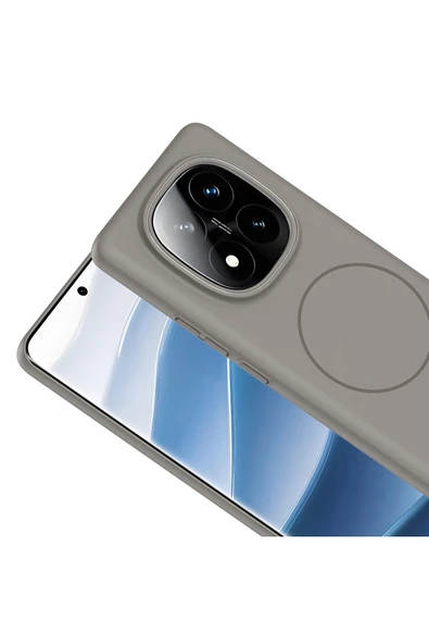 KILIFTECH Redmi Note 14 Pro Plus Kılıf Magsafe Şarj Özellikli Zore Ruby Silikon Kapak - Gri - Resim 7