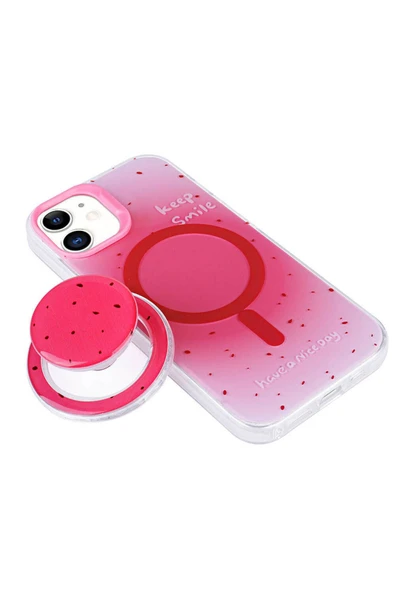 SAFA iPhone 11 Zore Magsafe Şarj Özellikli Tak-Çıkar Pop Soketli Zore Tiktok Kılıf-Mor - Resim 6