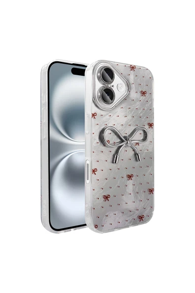 KILIFTECH iPhone 16 Kılıf Kamera Korumalı Figürlü Zore Ponti Silikon Kapak - Açık Pembe - Resim 2