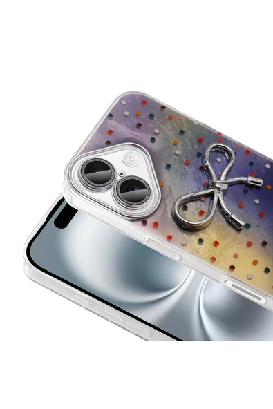 KILIFTECH iPhone 16 Kılıf Kamera Korumalı Figürlü Zore Ponti Silikon Kapak - Açık Pembe - Resim 8