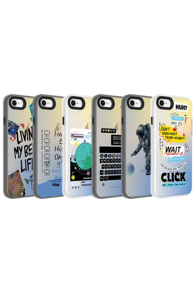 zore iPhone SE 2022 Uyumlu Desenli Zore Dragon Sert Kılıf-Astronot - Resim 2