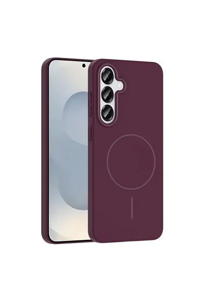 KILIFTECH Galaxy S25 Kılıf Magsafe Şarj Özellikli Zore Ruby Silikon Kapak - Mürdüm ürün görseli