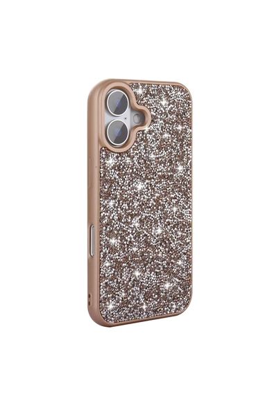 KILIFTECH iPhone 16 Plus Kılıf Parlak Taşlı Tasarım Zore Pırlanta Kapak - Gri - Resim 2