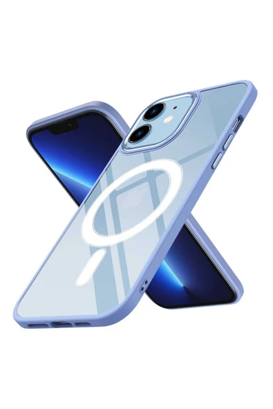 Avid Diva iPhone 12 Uyumlu Wireless Şarj Özellikli Zore Krom Magsafe Silikon Kılıf-Lila ürün görseli