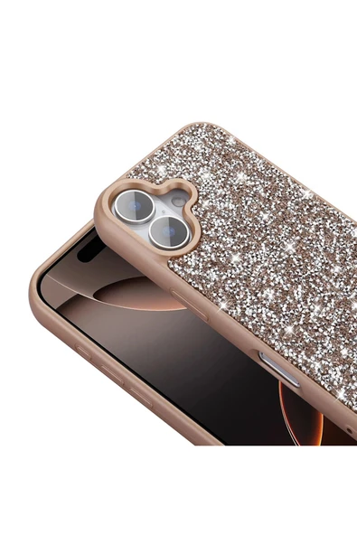 KILIFTECH iPhone 16 Plus Kılıf Parlak Taşlı Tasarım Zore Pırlanta Kapak - Gri - Resim 7