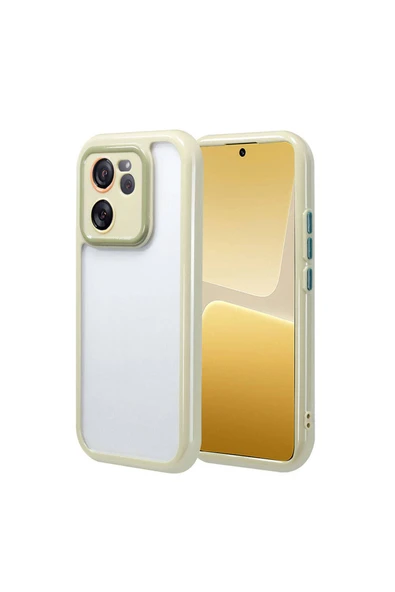zore Xiaomi Mi 13T Kılıf Kamera Korumalı Renkli Kenar ve Çerçeve Tasarımlı Zore Vitamin Kapak-Yeşil