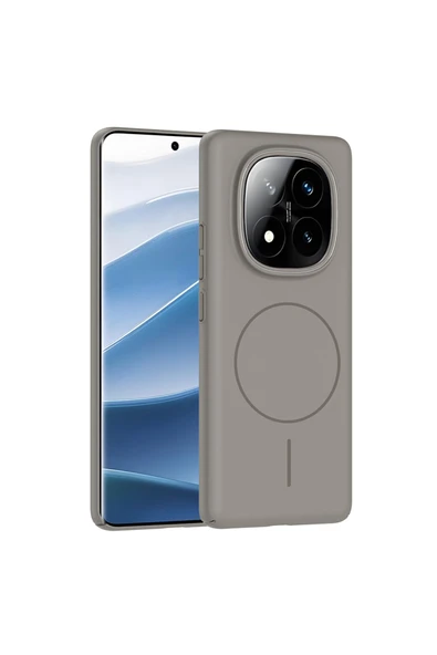 KILIFTECH Redmi Note 14 Pro Plus Kılıf Magsafe Şarj Özellikli Zore Ruby Silikon Kapak - Gri ürün görseli 1