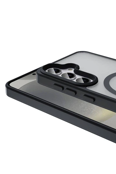 Goktugaksesuar Galaxy S24 Kılıf Magsafe Şarj Özellikli Mat Arka Yüzey Zore Sio Kapak-Koyu Mor - Resim 5