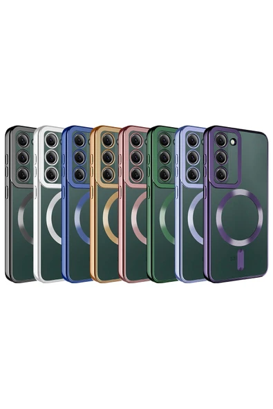 KILIFTECH Galaxy S23 Uyumlu Magsafe Wireless Şarj Özellikli Zore Setro Silikon-Rose Gold - Resim 2