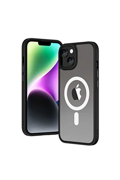 KILIFTECH iPhone 14 Plus Uyumlu Wireless Şarj Özellikli Zore Hibrit Magsafe Kılıf-Siyah ürün görseli 1