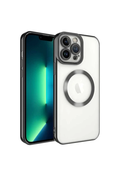 KILIFTECH iPhone 13 Pro Max Uyumlu Magsafe Wireless Şarj Özellikli Zore Setro Silikon-Siyah ürün görseli