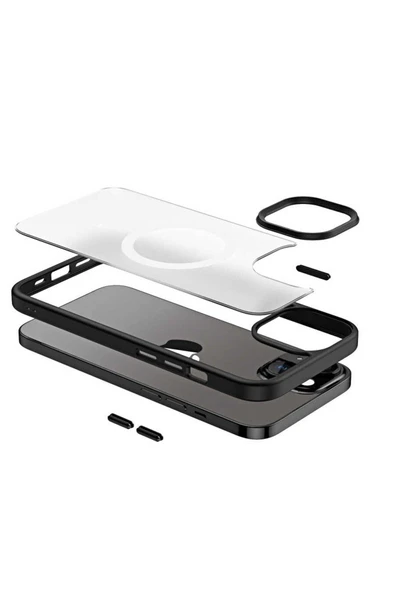 KILIFTECH iPhone 14 Plus Uyumlu Wireless Şarj Özellikli Zore Hibrit Magsafe Kılıf-Siyah - Resim 5