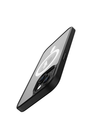 KILIFTECH iPhone 14 Plus Uyumlu Wireless Şarj Özellikli Zore Hibrit Magsafe Kılıf-Siyah - Resim 4