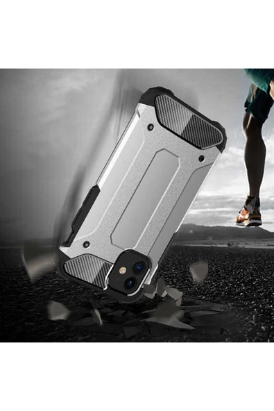 Goktugaksesuar iPhone 12 Uyumlu Zore Crash Silikon Kılıf-Gold - Resim 3