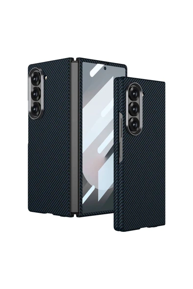 zore Galaxy Z Fold 6 Uyumlu Kamera Korumalı Karbon Fiber Tasarımlı Arka Yüzey Zore Kıpta Karbon Kapak - 1