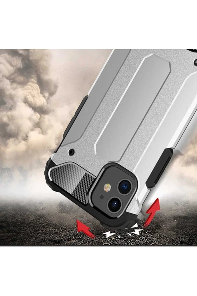 Goktugaksesuar iPhone 12 Uyumlu Zore Crash Silikon Kılıf-Gold - Resim 6