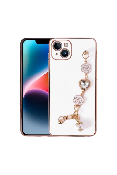 Goktugaksesuar iPhone 15 Plus Zore El Tutamaçlı Kamera Korumalı Zore Taka Silikon Kılıf-Beyaz ürün görseli 1