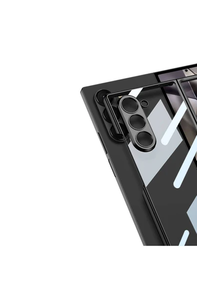 KILIFTECH Galaxy Z Fold 6 Kılıf Zore Full Camlı Kıpta Kapak-Mavi - 4