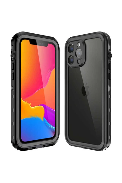 Goktugaksesuar iPhone 13 Pro Max Uyumlu 1-1 Su Geçirmez Kılıf-Siyah - 1