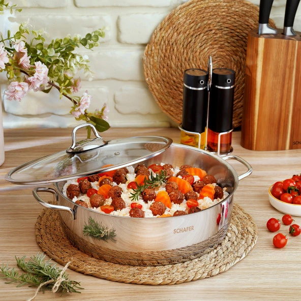 Schafer Held Çelik Basık Tencere 30 Cm 2 Parça-Inox