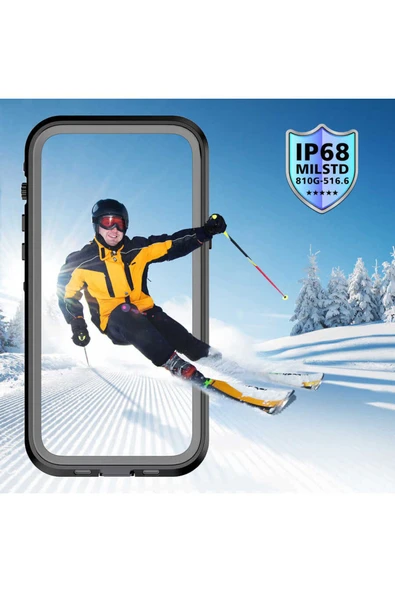 Goktugaksesuar iPhone 13 Pro Max Uyumlu 1-1 Su Geçirmez Kılıf-Siyah - 2