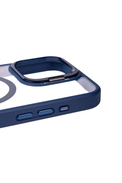 zore iPhone 15 Pro Uyumlu Magsafe Wireless Şarj Özellikli Standlı Zore Magsafe Klon LNSM-li Kılıf-Si - Resim 4