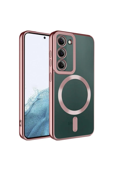 KILIFTECH Galaxy S23 Uyumlu Magsafe Wireless Şarj Özellikli Zore Setro Silikon-Rose Gold ürün görseli 1