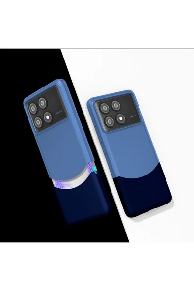 Fer10Tech Poco X6 Pro Kılıf Mıknatıslı F10T Duble Kapak - Lacivert - 1