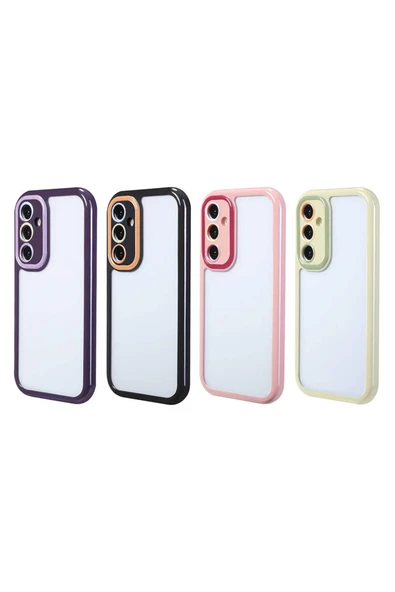 Goktugaksesuar Galaxy S23 Kılıf Kamera Korumalı Renkli Kenar ve Çerçeve Tasarımlı Zore Vitamin Kapak-Siyah - Resim 2