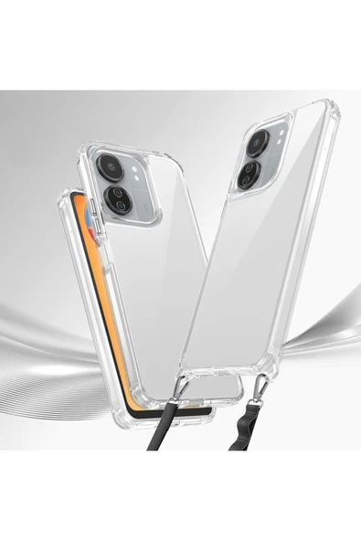 KILIFTECH Xiaomi Redmi 13C Uyumlu Airbagli Takılabilir Askı Aparatlı Zore Snap Silikon Kapak-Şeffaf - Resim 2