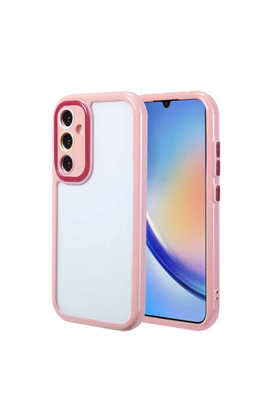 KILIFTECH Galaxy A34 Kılıf Kamera Korumalı Renkli Kenar ve Çerçeve Tasarımlı Zore Vitamin Kapak-Mürdüm - 1