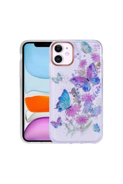 KILIFTECH iPhone 11 Uyumlu Desenli Simli Sert Zore İnka Kılıf-NO1 ürün görseli