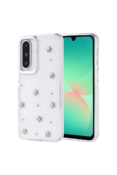 TUVA TEKNOLOJİ Galaxy A26 Kılıf Airbag Tasarımlı Simli Şeffaf TUVA Kutup Kapak - Yıldız ürün görseli